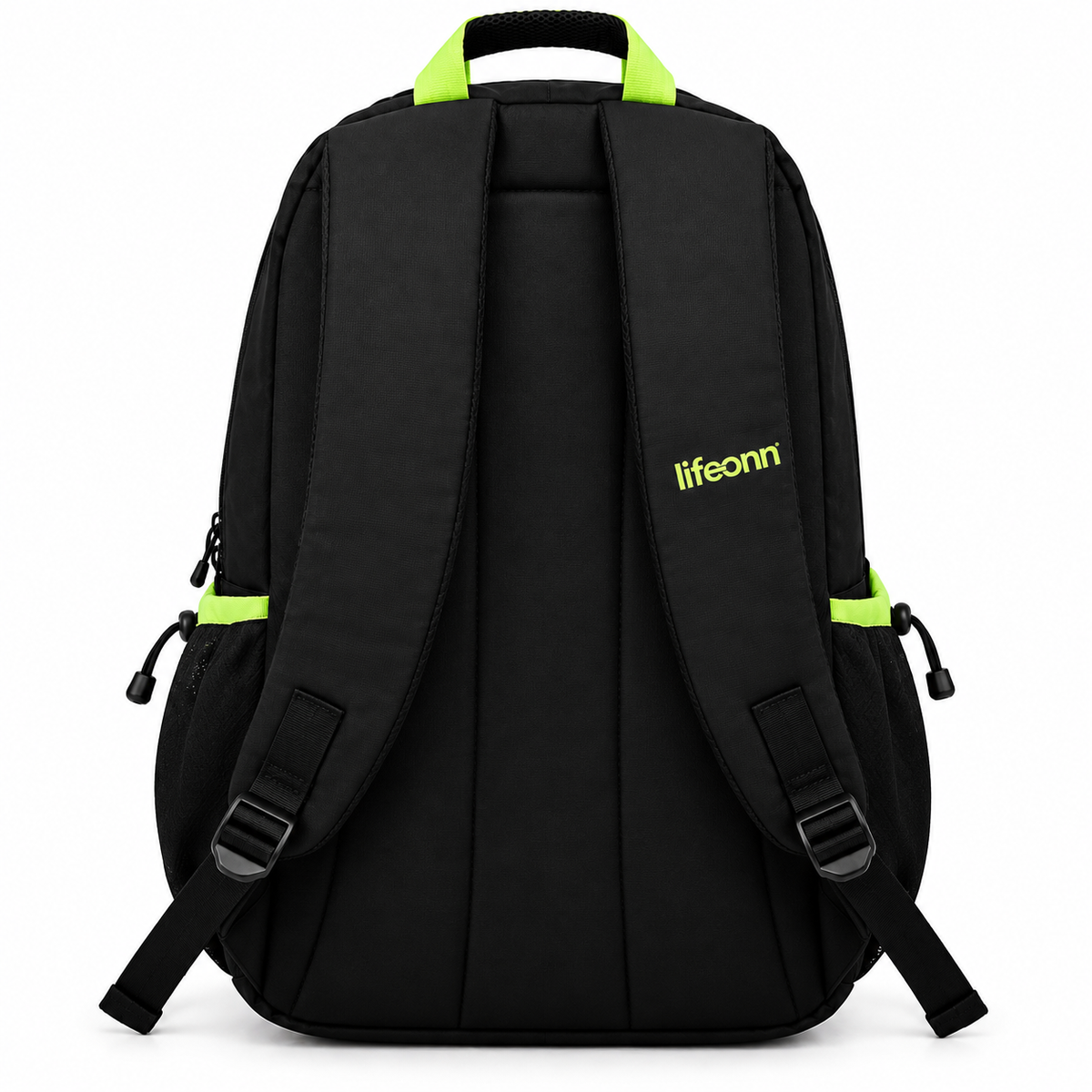 Lifeonn College Backpack – Stylish & Spacious Black Backpack with yellow green Accents