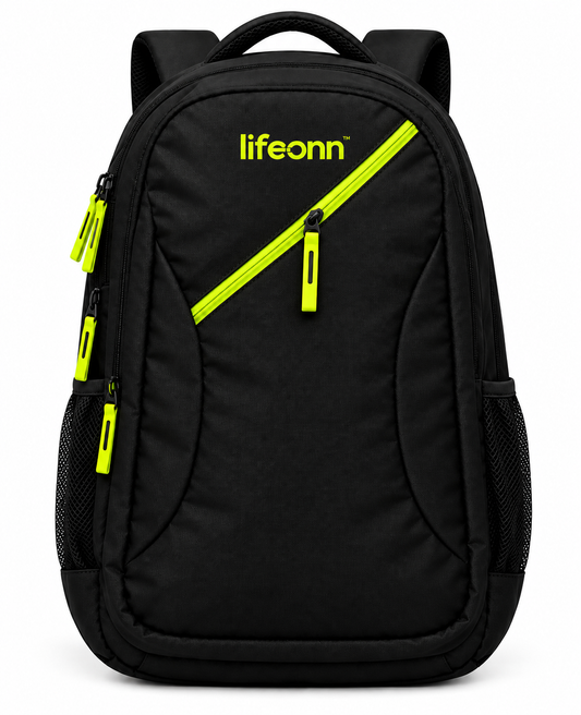 Lifeonn Stylish Laptop Backpack for Men & Women | Black & Neon Green